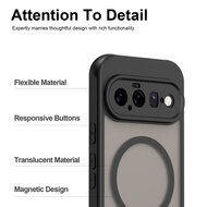 Google Pixel 11 Pro XL Hoesje - MobyDefend MagSafe Case Mat Transparant Met Gekleurde Rand - Blauw