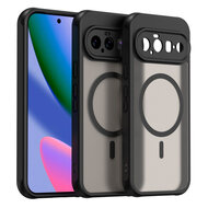 Google Pixel 11 Pro XL Hoesje - MobyDefend MagSafe Case Mat Transparant Met Gekleurde Rand - Zwart