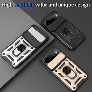 Google Pixel 11 / Pixel 11 Pro Hoesje - MobyDefend Pantsercase Met Draaibare Ring - Rood