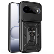 Google Pixel 11 / Pixel 11 Pro Hoesje - MobyDefend Pantsercase Met Draaibare Ring - Zwart