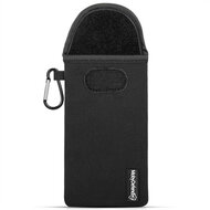 Hoesje voor Samsung Galaxy S26 FE - MobyDefend Neopreen Pouch Met Karabijnhaak - Insteekhoesje - Riemlus Hoesje - Zwart