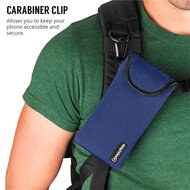 Hoesje voor iPhone 18 Pro Max - MobyDefend Neopreen Pouch Met Karabijnhaak - Insteekhoesje - Riemlus Hoesje - Blauw