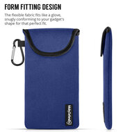 Hoesje voor iPhone 18 Pro Max - MobyDefend Neopreen Pouch Met Karabijnhaak - Insteekhoesje - Riemlus Hoesje - Blauw