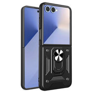 Samsung Galaxy Z Flip 8 Hoesje - MobyDefend Pantsercase Met Draaibare Ring - Zwart