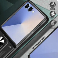 Samsung Galaxy Z Flip 8 Hoesje - MobyDefend Pantsercase Met Draaibare Ring - Zilvergrijs