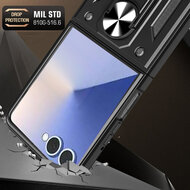 Samsung Galaxy Z Flip 8 Hoesje - MobyDefend Pantsercase Met Draaibare Ring - Zilvergrijs