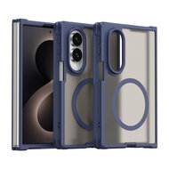 Samsung Galaxy Z Fold 8 Hoesje - MobyDefend MagSafe Case Mat Transparant Met Gekleurde Rand - Blauw