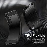 Samsung Galaxy S26 FE Hoesje - MobyDefend TPU Backcover - Geborstelde Metaal &amp; Carbon-Look - Blauw