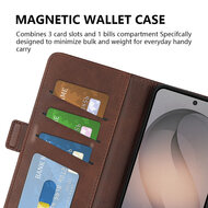 Samsung Galaxy S26 FE Hoesje - MobyDefend Luxe Wallet Book Case (Sluiting Zijkant) - Lichtbruin