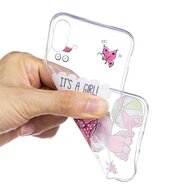 Apple iPhone X / iPhone XS hoesje, doorzichtige gel case met print, katje