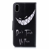 Apple iPhone XS Max hoesje, 3-in-1 bookcase met print, smile, don&#039;t touch my phone
