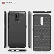 Nokia 3.2 hoesje, gel case brushed carbonlook, zwart