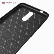 Nokia 3.2 hoesje, gel case brushed carbonlook, zwart