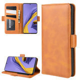 Samsung Galaxy A71 hoesje, Luxe wallet bookcase, Lichtbruin_