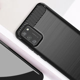 Samsung Galaxy A02s hoesje, Gel case geborsteld metaal en carbonlook, Zwart_