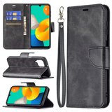 Samsung Galaxy M22 / Galaxy A22 4G Hoesje, MobyDefend Wallet Book Case Met Koord, Zwart_
