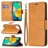 Samsung Galaxy M22 / Galaxy A22 4G Hoesje, MobyDefend Wallet Book Case Met Koord, Lichtbruin_