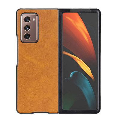 Samsung Galaxy Z Fold 2 hoesje, Lederlook backcover, Lichtbruin