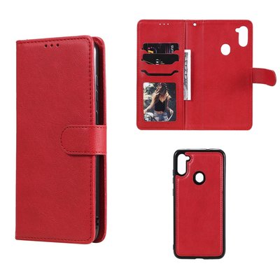 Samsung Galaxy M11 / A11 hoesje, MobyDefend Luxe 2-in-1 Wallet Book Case Met Uitneembare Backcover, Rood