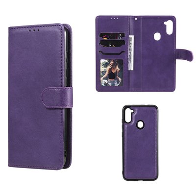 Samsung Galaxy M11 / A11 hoesje, MobyDefend Luxe 2-in-1 Wallet Book Case Met Uitneembare Backcover, Paars