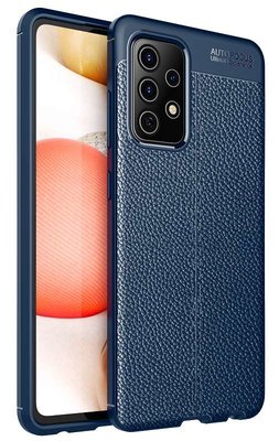 Samsung Galaxy A52 / A52s hoesje, MobyDefend TPU Gelcase, Lederlook, Navy blauw