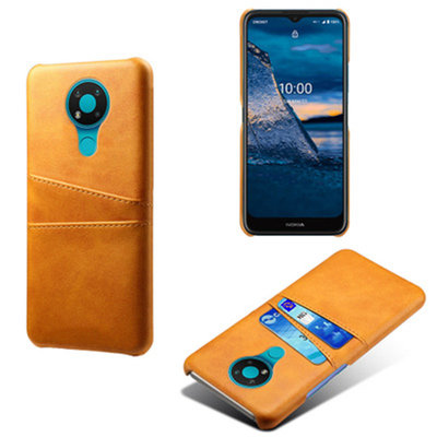 Nokia 3.4 hoesje, MobyDefend Lederen Backcover Met Vakjes Voor Pasjes, Cognacbruin