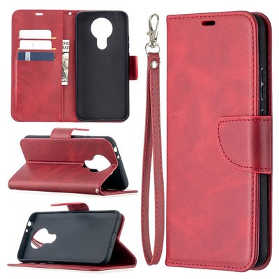 Nokia 3.4 hoesje, MobyDefend Wallet Book Case Met Koord, Rood