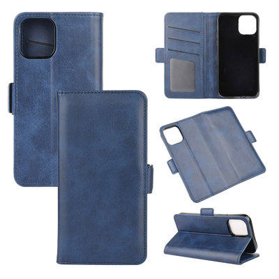 Apple iPhone 12 / iPhone 12 Pro hoesje, MobyDefend Luxe Wallet Book Case (Sluiting Zijkant), Blauw
