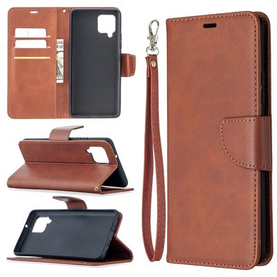 Samsung Galaxy A42 hoesje, MobyDefend Wallet Book Case Met Koord, Bruin