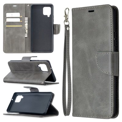 Samsung Galaxy A42 hoesje, MobyDefend Wallet Book Case Met Koord, Grijs
