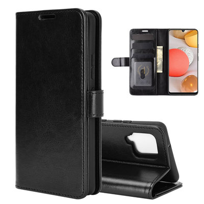 Samsung Galaxy A42 hoesje, MobyDefend Wallet Book Case (Sluiting Achterkant), Zwart