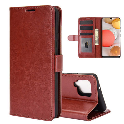 Samsung Galaxy A42 hoesje, MobyDefend Wallet Book Case (Sluiting Achterkant), Bruin