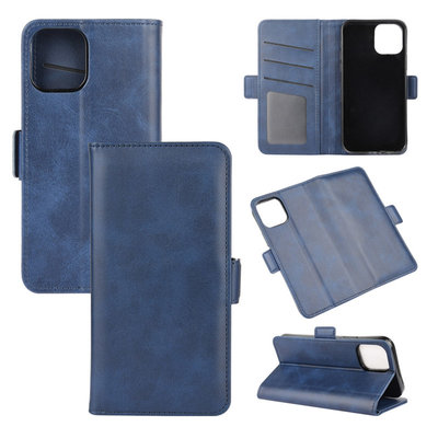 Apple iPhone 12 Mini hoesje, MobyDefend Luxe Wallet Book Case (Sluiting Zijkant), Blauw