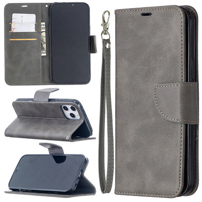 Apple iPhone 12 Pro Max hoesje, MobyDefend Wallet Book Case Met Koord, Grijs