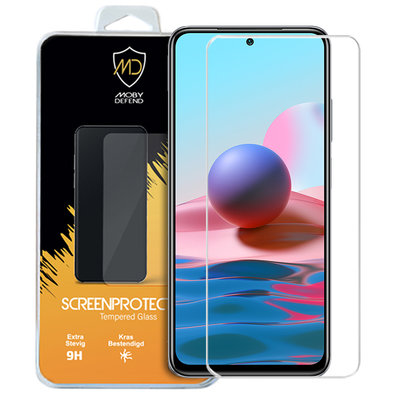 Xiaomi Redmi Note 10 / Note 10S Screenprotector, MobyDefend Case-Friendly Gehard Glas Screensaver