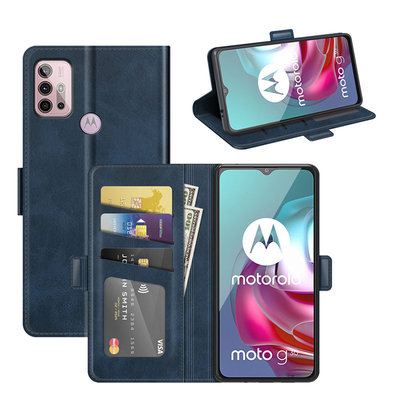 Motorola Moto G30 / G20 / G10 hoesje, MobyDefend Luxe Wallet Book Case (Sluiting Zijkant), Blauw