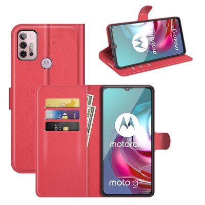 Motorola Moto G30 / G20 / G10 hoesje, MobyDefend Kunstleren Wallet Book Case, Rood