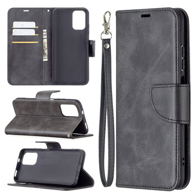 Xiaomi Redmi Note 10 / Note 10S Hoesje, MobyDefend Wallet Book Case Met Koord, Zwart