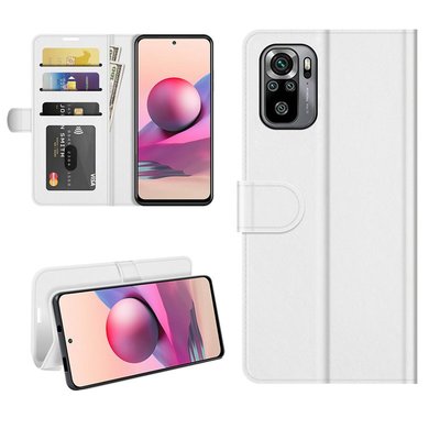 Xiaomi Redmi Note 10 / Note 10S hoesje, MobyDefend Wallet Book Case (Sluiting Achterkant), Wit