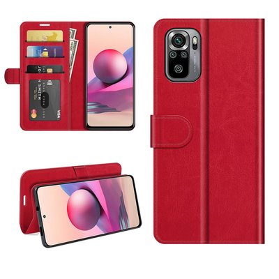 Xiaomi Redmi Note 10 / Note 10S hoesje, MobyDefend Wallet Book Case (Sluiting Achterkant), Rood