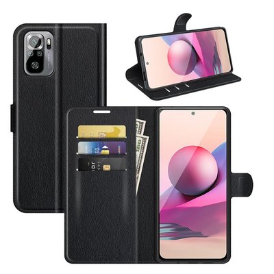 Xiaomi Redmi Note 10 / Note 10S hoesje, MobyDefend Kunstleren Wallet Book Case, Zwart