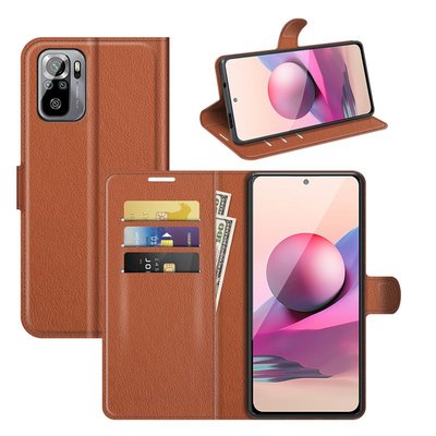 Xiaomi Redmi Note 10 / Note 10S hoesje, MobyDefend Kunstleren Wallet Book Case, Bruin