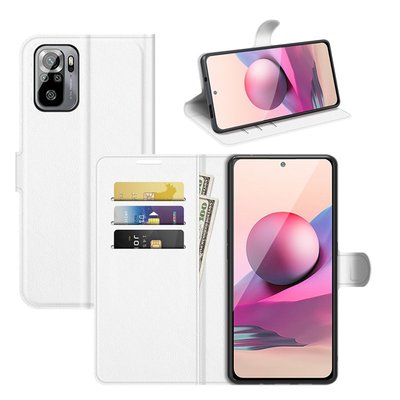 Xiaomi Redmi Note 10 / Note 10S hoesje, MobyDefend Kunstleren Wallet Book Case, Wit