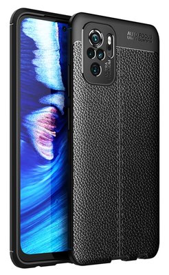 Xiaomi Redmi Note 10 / Note 10S hoesje, MobyDefend TPU Gelcase, Lederlook, Zwart