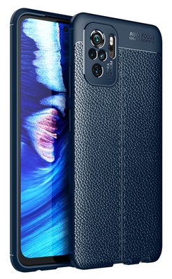 Xiaomi Redmi Note 10 / Note 10S hoesje, MobyDefend TPU Gelcase, Lederlook, Navy blauw