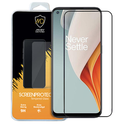 OnePlus Nord N100 screenprotector, MobyDefend gehard glas screensaver, Zwarte randen