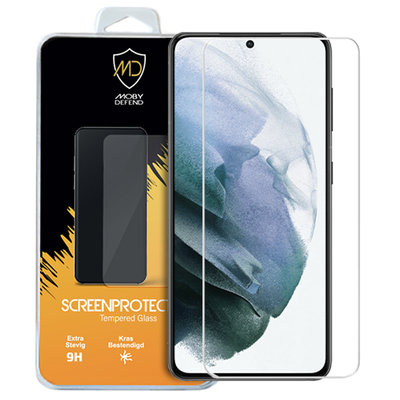 Samsung Galaxy S21 screenprotector, MobyDefend Case-Friendly Gehard Glas Screensaver