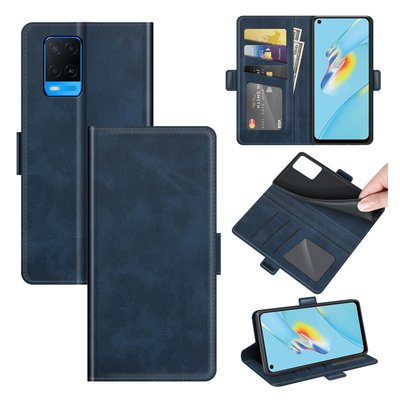Oppo A54 hoesje, MobyDefend Luxe Wallet Book Case (Sluiting Zijkant), Blauw
