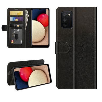 Samsung Galaxy A03s hoesje, MobyDefend Wallet Book Case (Sluiting Achterkant), Zwart