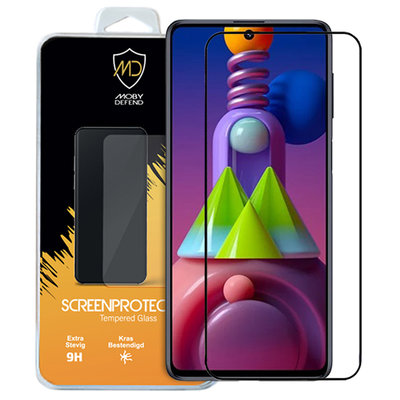 Samsung Galaxy M51 screenprotector, MobyDefend gehard glas screensaver, Zwarte randen